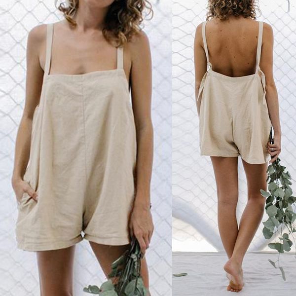 women's jumpsuits & rompers celmia 2021 women summer backless short strap playsuit pockets casual loose robe beach overalls plus size, Black;white
women's jumpsuits & rompers celmia 2021 women summer backless short strap playsuit pockets casual loose robe beach overalls plus size, Black;white