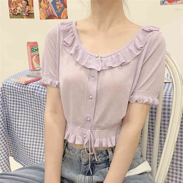 summer vintage ruffles short sleeve blouses for women korean lace up knitted crop lolita cute girl sweet button down shirts, White;black
summer vintage ruffles short sleeve blouses for women korean lace up knitted crop lolita cute girl sweet button down shirts, White;black