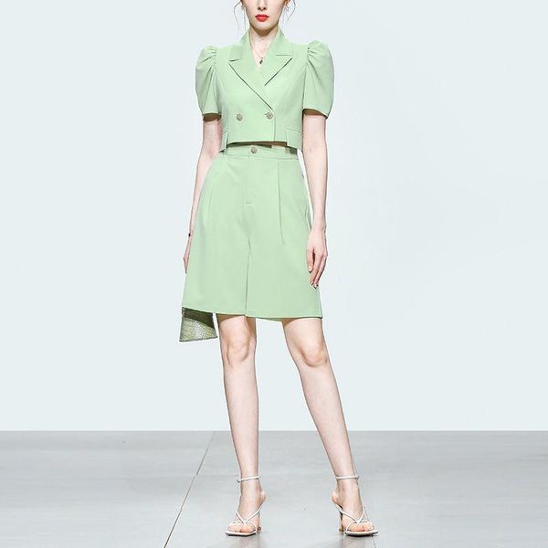 women's tracksuits summer light green fashion two-piece sets puff sleeve short pants female suits, Gray
women's tracksuits summer light green fashion two-piece sets puff sleeve short pants female suits, Gray