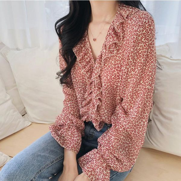 women's blouses & shirts plus size red girls long sleeve summer shirt floral v neck ruffled womens and print chiffon blouse women, White
women's blouses & shirts plus size red girls long sleeve summer shirt floral v neck ruffled womens and print chiffon blouse women, White