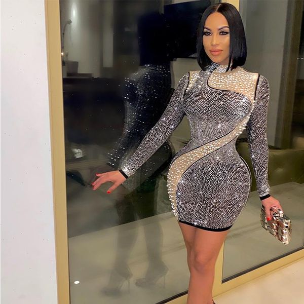 women dress felyn arrival famous brand sparkly diamond o neck long sleeve celebrity party mini vestidos, Black;gray
women dress felyn arrival famous brand sparkly diamond o neck long sleeve celebrity party mini vestidos, Black;gray