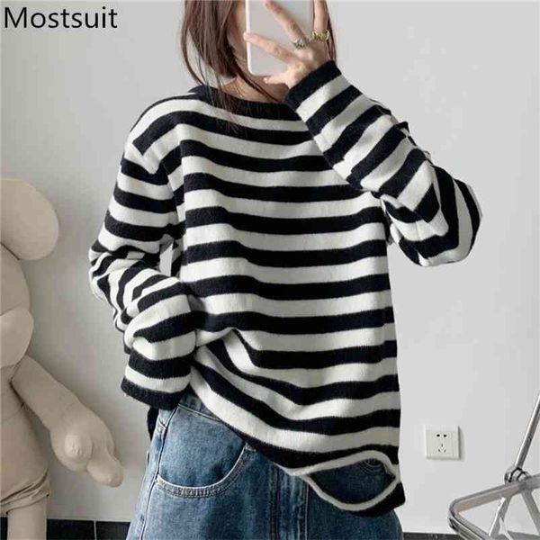 striped knitted sweater pullover women autumn winter shoulder hollow open o-neck loose knitwear casual fashion korean jumpers 210513, White;black
striped knitted sweater pullover women autumn winter shoulder hollow open o-neck loose knitwear casual fashion korean jumpers 210513, White;black
