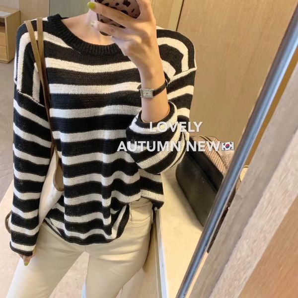 women's sweaters womens o-neck and pullovers winter autumn warm striped jumper thick casual knitting pulls femme top, White;black
women's sweaters womens o-neck and pullovers winter autumn warm striped jumper thick casual knitting pulls femme top, White;black