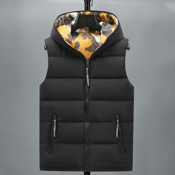 men's vests wear on both sides cotton vest for men hooded 2021 autumn winter warm thick casual sleeveless jacket male classic waistcoat, Black;white
men's vests wear on both sides cotton vest for men hooded 2021 autumn winter warm thick casual sleeveless jacket male classic waistcoat, Black;white
