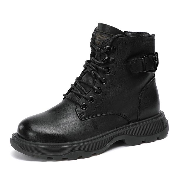 boots lace up women round toe side zipper buckle design winter genuine leather ankle boots ladies, Black
boots lace up women round toe side zipper buckle design winter genuine leather ankle boots ladies, Black