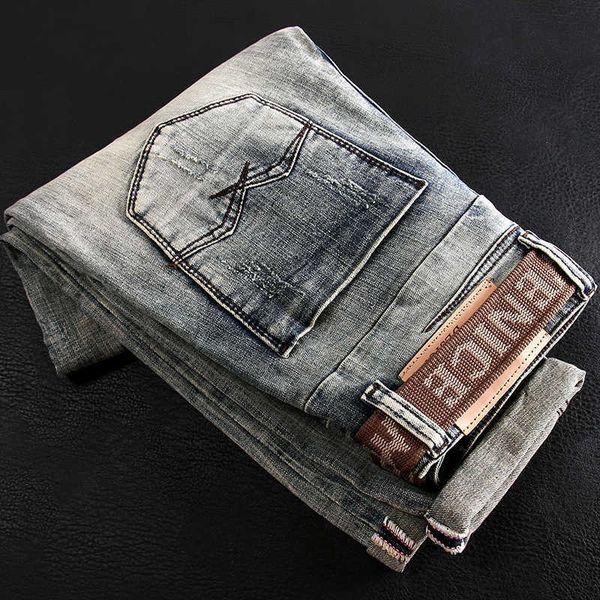 italian style fashion men jeans retro distred slim fit ripped patchwork designer vintage denim pants y0my, Blue
italian style fashion men jeans retro distred slim fit ripped patchwork designer vintage denim pants y0my, Blue
