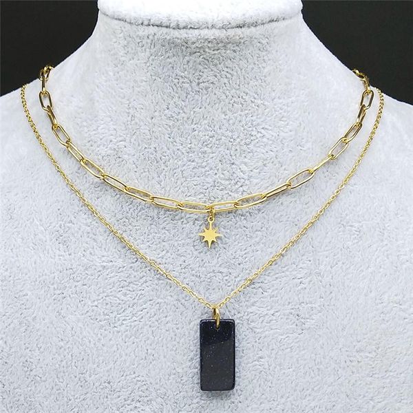 pendant necklaces 2pcs stainless steel black natural stone women/men gold color star layered blue sandstone jewelry collier nz10s04, Silver
pendant necklaces 2pcs stainless steel black natural stone women/men gold color star layered blue sandstone jewelry collier nz10s04, Silver