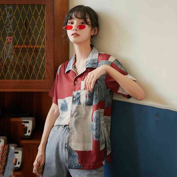 women vintage print shirt lapel short sleeve loose fit lady shirts fashion summer arrivals 2h002 210507, White
women vintage print shirt lapel short sleeve loose fit lady shirts fashion summer arrivals 2h002 210507, White