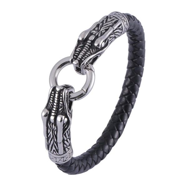 charm bracelets punk style bangle 316l stainless steel snake head charms trendy male bracelet black braided leather bb1215, Golden;silver
charm bracelets punk style bangle 316l stainless steel snake head charms trendy male bracelet black braided leather bb1215, Golden;silver