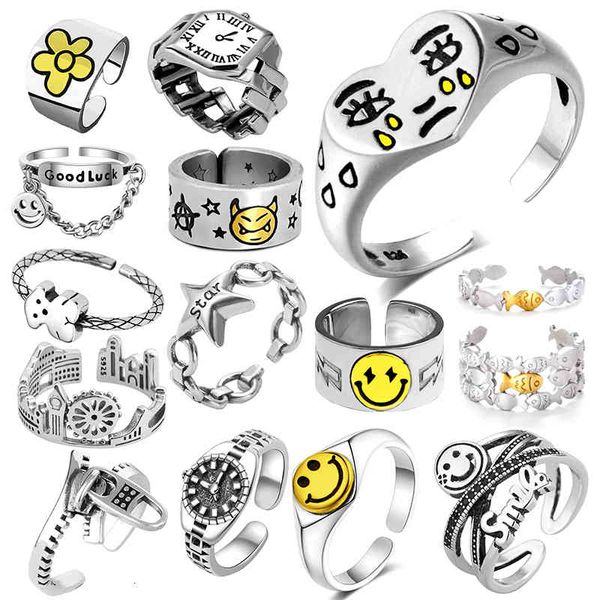 designer rings ring for women girls charm smiley fashion men jewelry vintage ancient silver color happy smiling punk hip hop adjustable boho, Golden;silver
designer rings ring for women girls charm smiley fashion men jewelry vintage ancient silver color happy smiling punk hip hop adjustable boho, Golden;silver