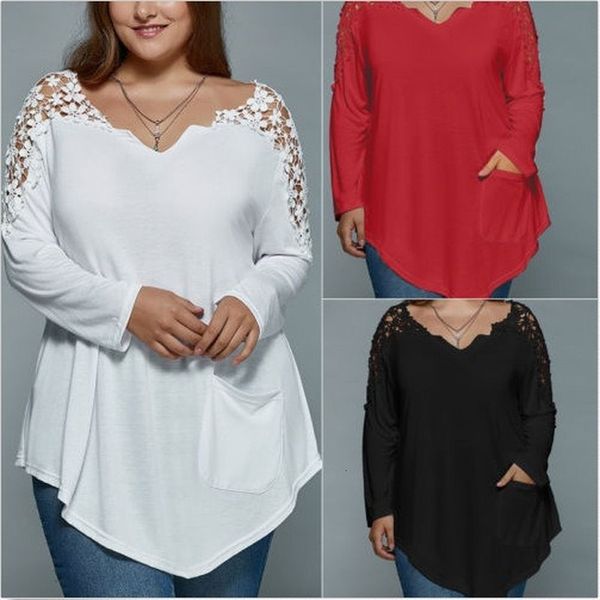 womens plus size fashion summer lady lace pullover women's shirts casual female, White
womens plus size fashion summer lady lace pullover women's shirts casual female, White
