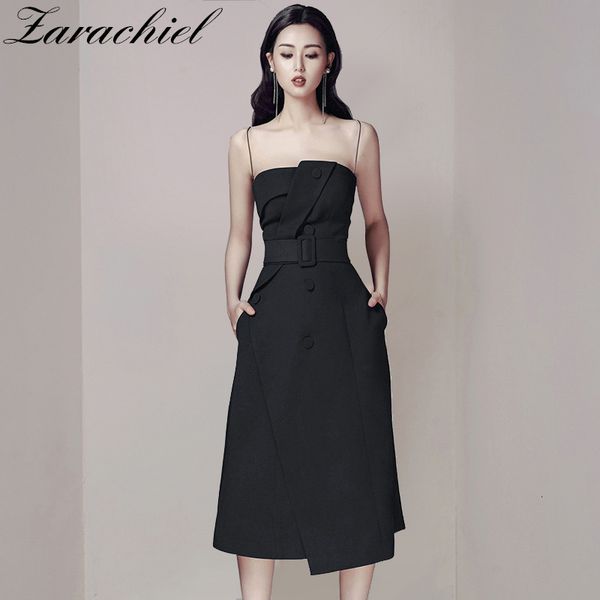 dresses summer office ladies slash neck irregular black women business spaghetti strap female double breasted sashes midi, Black;gray
dresses summer office ladies slash neck irregular black women business spaghetti strap female double breasted sashes midi, Black;gray