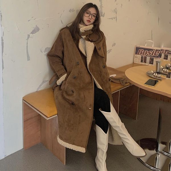 women's fur & faux herstory women winter lambwool shirling furry parkas collar jacket warm thick outerwear lamb leather mid-length coat, Black
women's fur & faux herstory women winter lambwool shirling furry parkas collar jacket warm thick outerwear lamb leather mid-length coat, Black