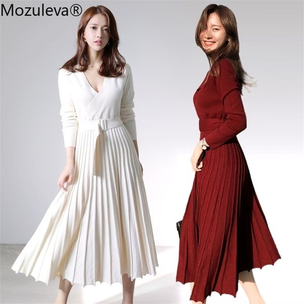 fashion women knitted pleated fall winter long sleeve thick sweater casual v neck sashes dress 210416, White
fashion women knitted pleated fall winter long sleeve thick sweater casual v neck sashes dress 210416, White