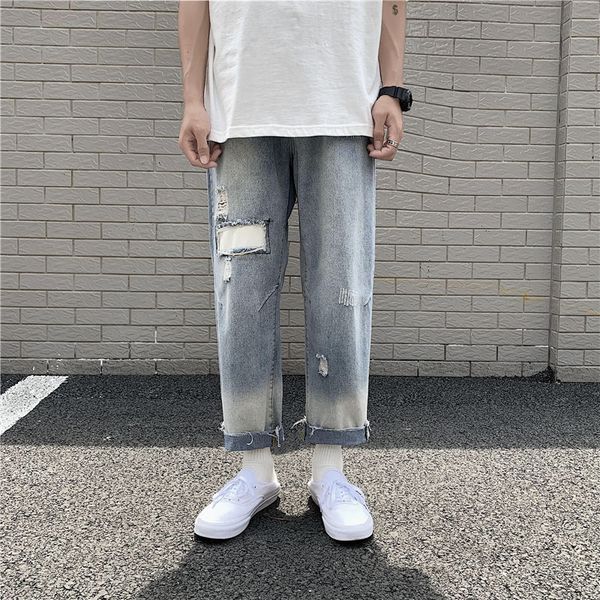 summer thin straight jeans mens fashion washed retro ripped patch jeans men streetwear loose hip hop hole denim pants s-3xl, Blue
summer thin straight jeans mens fashion washed retro ripped patch jeans men streetwear loose hip hop hole denim pants s-3xl, Blue