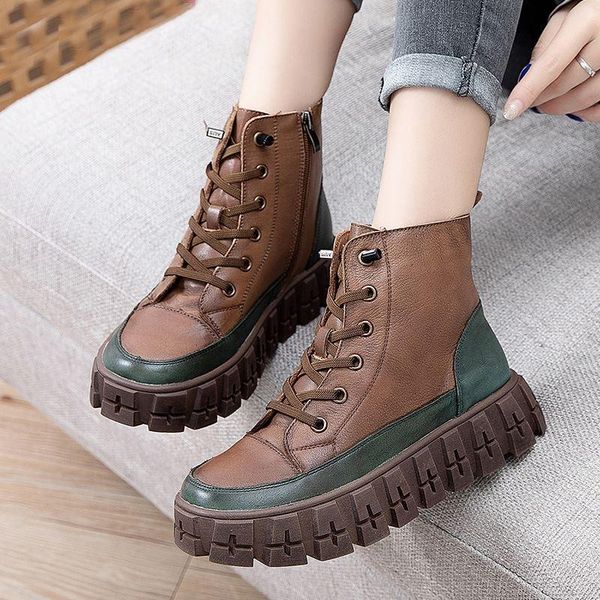 boots women ankle winter spring 2021 genuine leather shoes zip round toe wedges retro mixed colors platform short, Black
boots women ankle winter spring 2021 genuine leather shoes zip round toe wedges retro mixed colors platform short, Black
