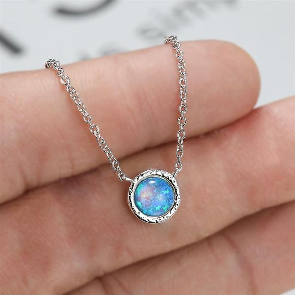 pendant necklaces simple fashion round stone necklace white blue fire opal wedding vintage silver color chain for women
pendant necklaces simple fashion round stone necklace white blue fire opal wedding vintage silver color chain for women