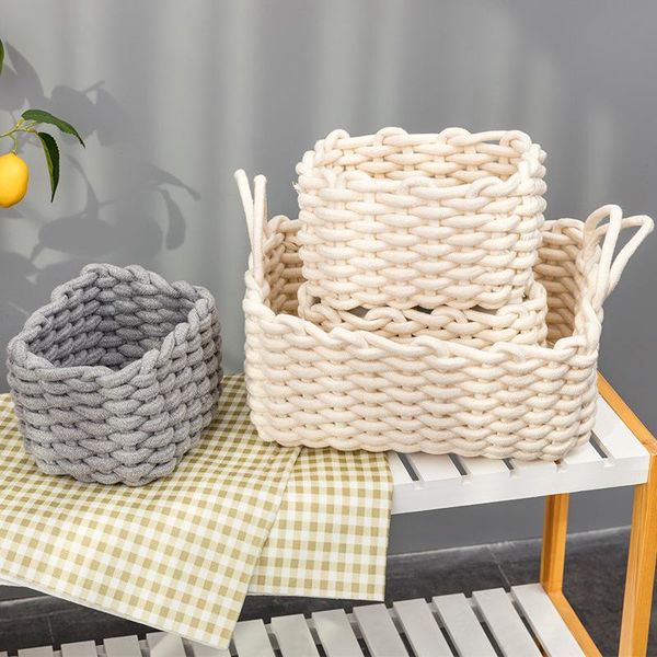 storage baskets hand-woven basket thick cotton rope simple snack key sundries deskbox
storage baskets hand-woven basket thick cotton rope simple snack key sundries deskbox