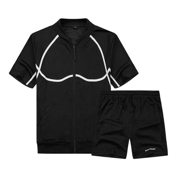spring summer fashion brand men's tracksuit casual sports set short sleeve zipper coat and shorts 2 piece suit gym clothing, White;black
spring summer fashion brand men's tracksuit casual sports set short sleeve zipper coat and shorts 2 piece suit gym clothing, White;black