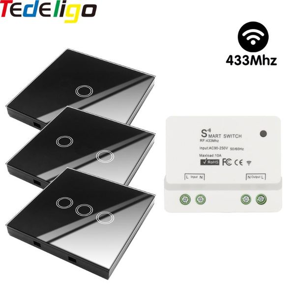 smart home control wireless touch switch 433mhz remote receiver ac 90-250v 10a 1ch module 1/2/3 gang wall for light lamp
smart home control wireless touch switch 433mhz remote receiver ac 90-250v 10a 1ch module 1/2/3 gang wall for light lamp