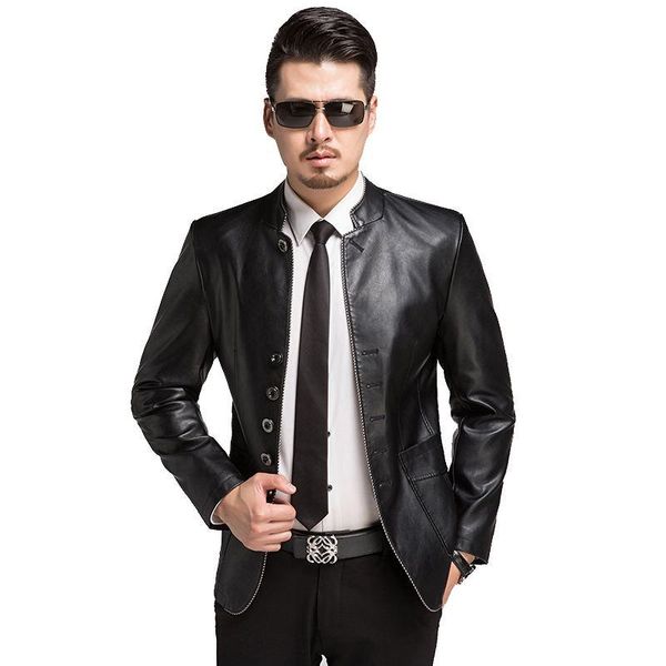 men's fur & faux 2021 winter single breasted mandarin collar pu leather jacket solid slim modern locomotives men, Black
men's fur & faux 2021 winter single breasted mandarin collar pu leather jacket solid slim modern locomotives men, Black