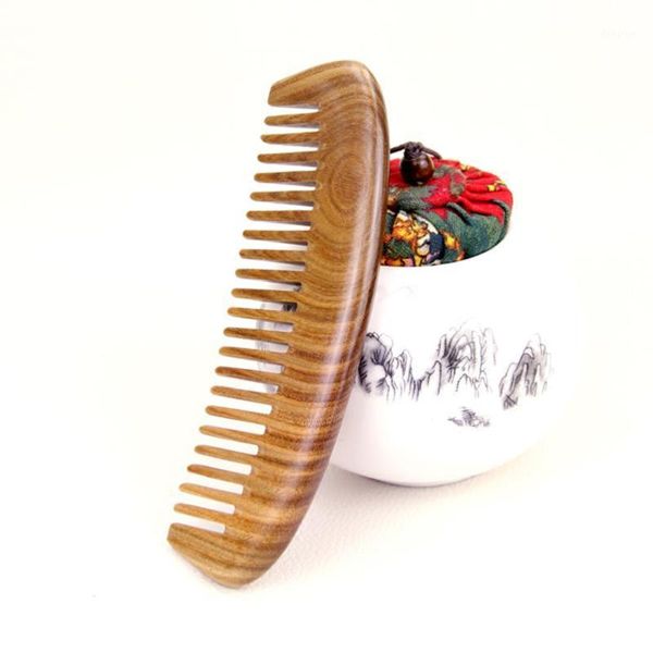 green sandalwood comb anti-static wooden hair detangling natural care brush1, Silver 
green sandalwood comb anti-static wooden hair detangling natural care brush1, Silver