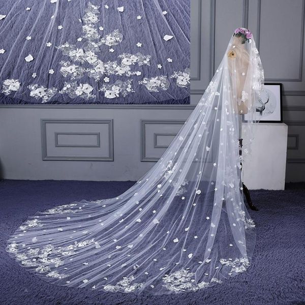 bridal veils real po cathedral full appliques cut edge 1t long 4*3 m wedding white veu de noiva no comb, Black
bridal veils real po cathedral full appliques cut edge 1t long 4*3 m wedding white veu de noiva no comb, Black