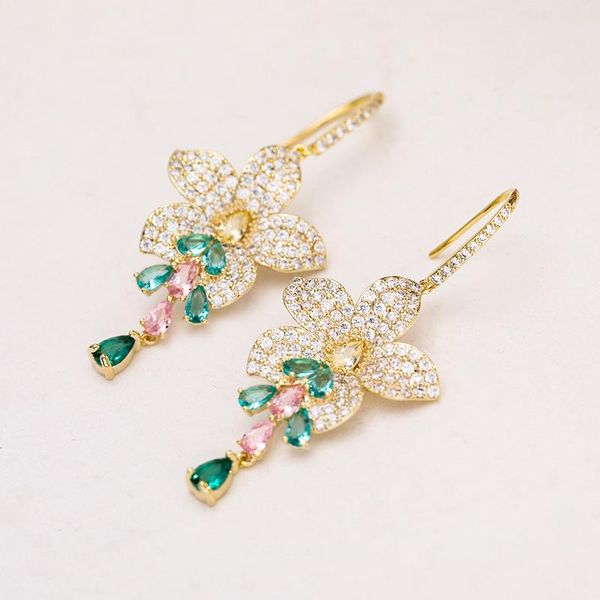 dangle & chandelier fashion cubic zirconia golden flower drop earring for women wedding jewelry gift, Silver
dangle & chandelier fashion cubic zirconia golden flower drop earring for women wedding jewelry gift, Silver