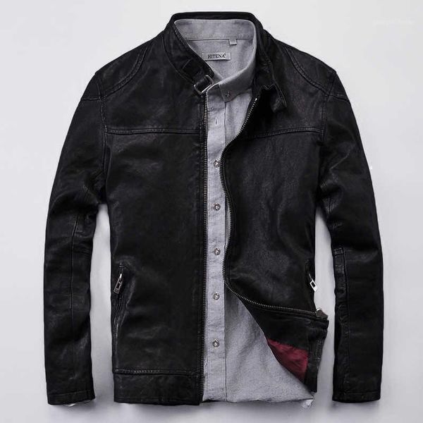 men's leather & faux genuine jacket short sheep skin slim motorcycle casual male simple autumn coat, Black
men's leather & faux genuine jacket short sheep skin slim motorcycle casual male simple autumn coat, Black