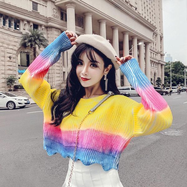 women's sweaters clothing rainbow striped loose spring autumn crop women sweater o-neck long sleeve fashion pullovers, White;black
women's sweaters clothing rainbow striped loose spring autumn crop women sweater o-neck long sleeve fashion pullovers, White;black