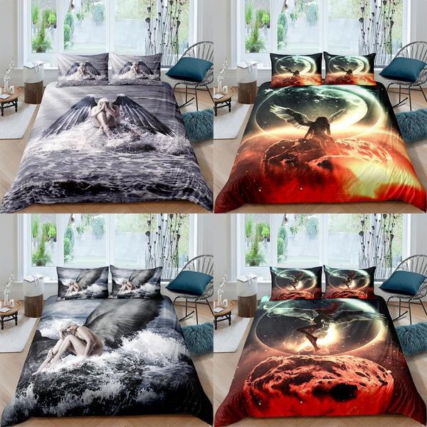 bedding sets 2021 3d angel wings duvet cover set for child single double king size microfiber quilt pillow case