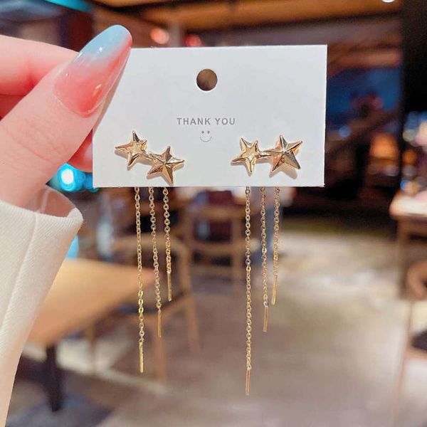 925 silver needle korean version long tassel star earrings women's personality and temperament, Black
925 silver needle korean version long tassel star earrings women's personality and temperament, Black