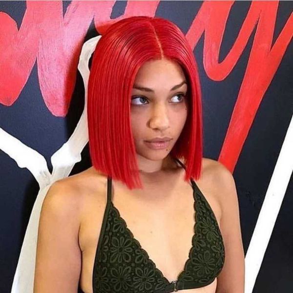 red short bob wig straight t part lace front human hair wigs brazilian pre plucked 180% remy for women, Black;brown
red short bob wig straight t part lace front human hair wigs brazilian pre plucked 180% remy for women, Black;brown