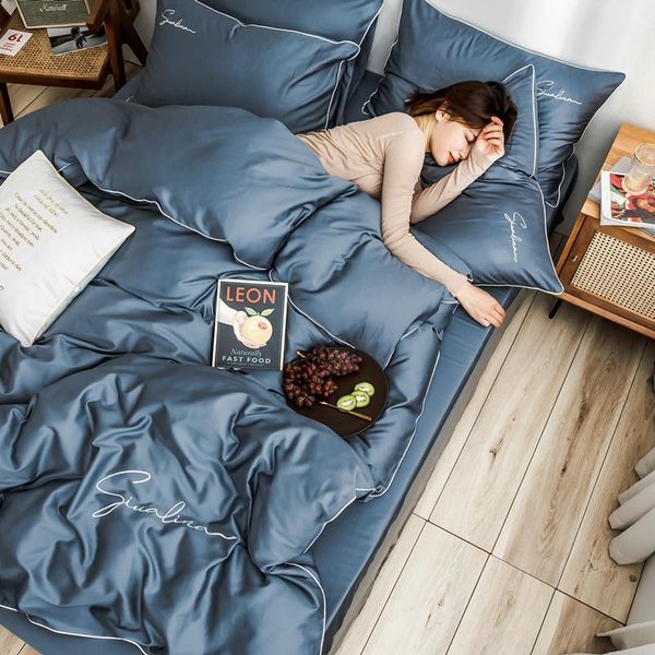 bedding sets 2021 four-piece simple cotton double household bed sheet quilt cover embroidered piping comfortable blue color
bedding sets 2021 four-piece simple cotton double household bed sheet quilt cover embroidered piping comfortable blue color