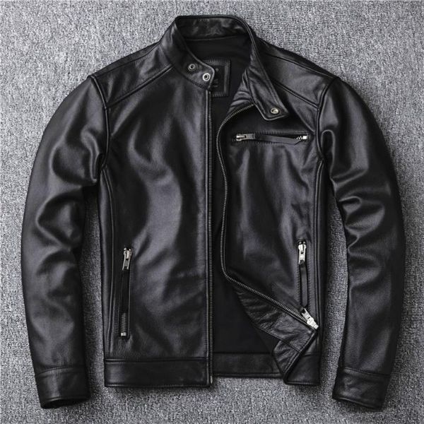 men's leather & faux 2021 men autumn cowhide real jackets clothes genuine cow coats male stand collar short outwear w648, Black
men's leather & faux 2021 men autumn cowhide real jackets clothes genuine cow coats male stand collar short outwear w648, Black