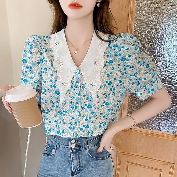 women's blouses & shirts casual chiffon summer print turndown collar for womens floral green blue clothing 2021 blusas female, White
women's blouses & shirts casual chiffon summer print turndown collar for womens floral green blue clothing 2021 blusas female, White