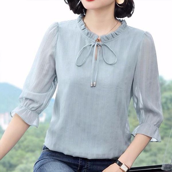 women's blouses & shirts women spring summer style chiffon shirt lady casual three quarter sleeve o-neck solid loose df3542, White
women's blouses & shirts women spring summer style chiffon shirt lady casual three quarter sleeve o-neck solid loose df3542, White