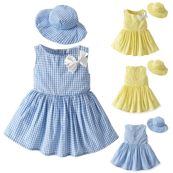 girl's dresses est boutique summer dress toddler baby girls sleeveless bowknot plaid printed princess dress+hat girl clothes vestido be, Red;yellow
girl's dresses est boutique summer dress toddler baby girls sleeveless bowknot plaid printed princess dress+hat girl clothes vestido be, Red;yellow