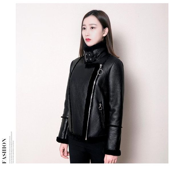women's fur & faux faced double coat female natural sheep shearling coats winter jacket women genuine leather bomber my4088 s, Black
women's fur & faux faced double coat female natural sheep shearling coats winter jacket women genuine leather bomber my4088 s, Black