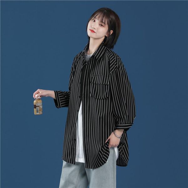 men's casual shirts summer striped tooling short-sleeved for men and women loose large size high-quality beach, White;black
men's casual shirts summer striped tooling short-sleeved for men and women loose large size high-quality beach, White;black