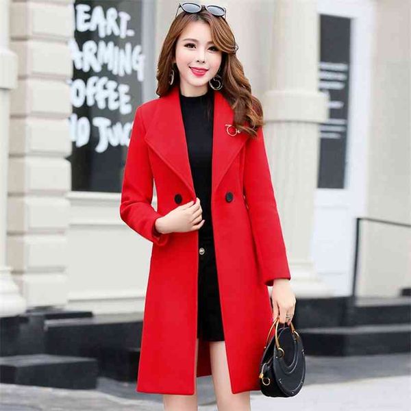 red long wool coat women plus size turn down collar autumn korean fashion clothing slim gray woolen blends jackets lr745 210531, Black
red long wool coat women plus size turn down collar autumn korean fashion clothing slim gray woolen blends jackets lr745 210531, Black