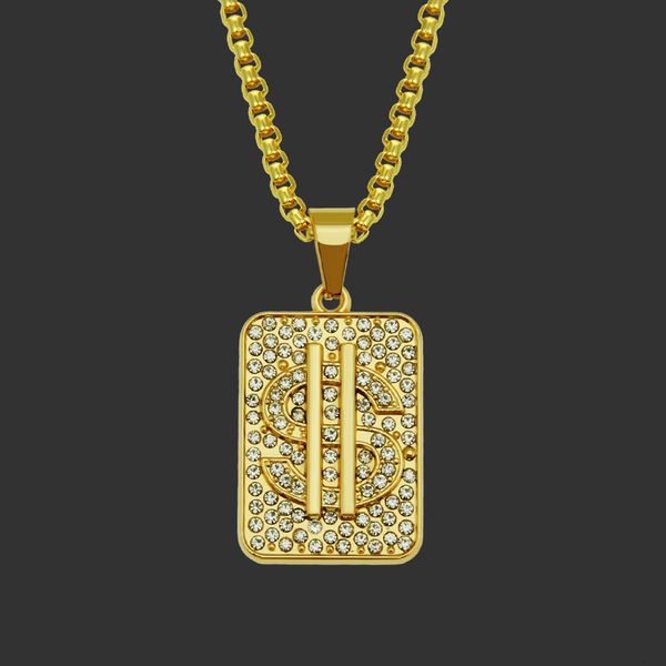 amulet neck pendants men's domineering diamond inlaid three-dimensional dollar symbol military brand pendant necklace accessories, Silver
amulet neck pendants men's domineering diamond inlaid three-dimensional dollar symbol military brand pendant necklace accessories, Silver