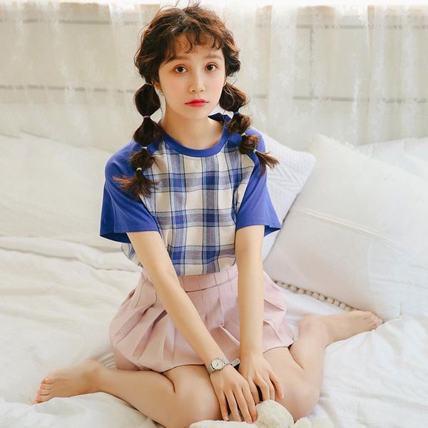 women's t-shirt tshirt punk tunic summer casual retro plaid loose students female korean kawaii cute tee and for women, White
women's t-shirt tshirt punk tunic summer casual retro plaid loose students female korean kawaii cute tee and for women, White