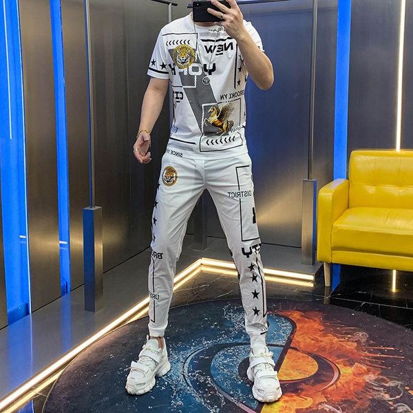 men's tracksuits summer fashion korean casual printing short-sleeved t-shirt + trousers sports suit two-piece mens joggers set, Gray
men's tracksuits summer fashion korean casual printing short-sleeved t-shirt + trousers sports suit two-piece mens joggers set, Gray