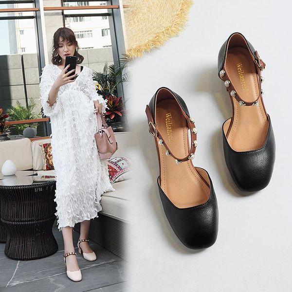 dress shoes pearl rivets square toe mary janes woman brief closed summer buckle strap pumps chunky med high heels over size 34-43, Black
dress shoes pearl rivets square toe mary janes woman brief closed summer buckle strap pumps chunky med high heels over size 34-43, Black