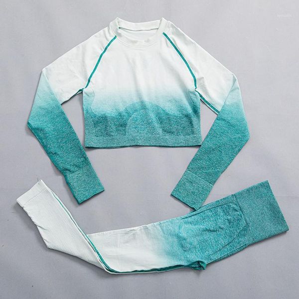yoga outfit ombre sport set women gym suit seamless high waist leggings fitness long sleeve crop workout clothes
yoga outfit ombre sport set women gym suit seamless high waist leggings fitness long sleeve crop workout clothes