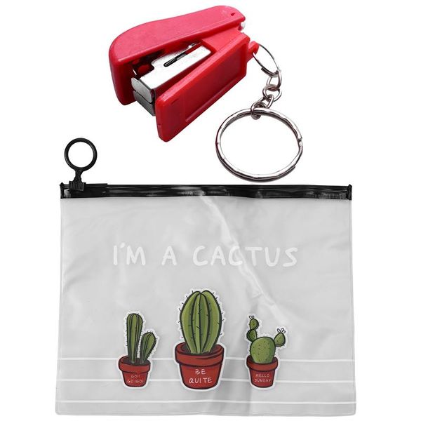 1pc mini stapler plastic stationery set & 1x cactus pvc pencil case cute transparent waterproof pen pouch bags
1pc mini stapler plastic stationery set & 1x cactus pvc pencil case cute transparent waterproof pen pouch bags