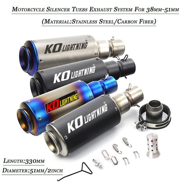 motorcycle exhaust system 330mm 51 mm muffler pipe stainless steel carbon fiber tail escape removable db killer dirt bike atv
motorcycle exhaust system 330mm 51 mm muffler pipe stainless steel carbon fiber tail escape removable db killer dirt bike atv