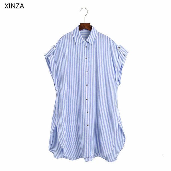 women's blouses & shirts women summer striped oversized shirt short sleeve loose long woman chic button up side vent irregular bl, White
women's blouses & shirts women summer striped oversized shirt short sleeve loose long woman chic button up side vent irregular bl, White