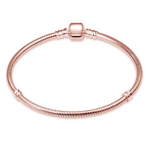 women fine jewelry rose gold color snake chain bracelet fit original pandora beads charm diy bangle silver 925, Black
women fine jewelry rose gold color snake chain bracelet fit original pandora beads charm diy bangle silver 925, Black